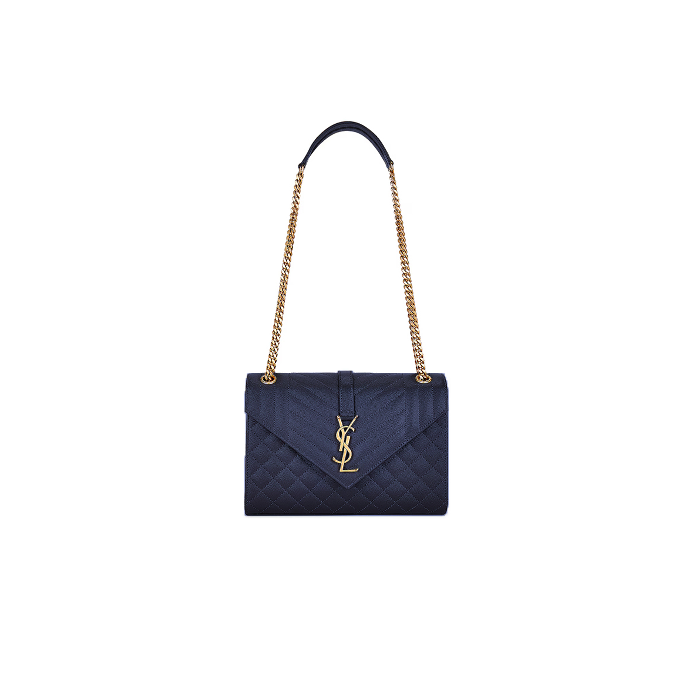 YSL ENVELOPE MEDIUM LEATHER SHOULDER BAG BLUE 1514357 (24*17.5*6cm)
